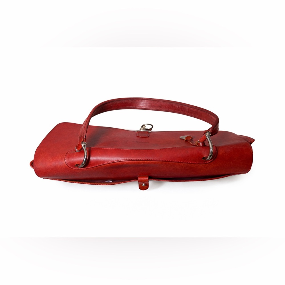 Dooney & Bourke Alto Italian Leather Briefcase Messenger Bag Red Vintage Patina - Picture 6 of 15